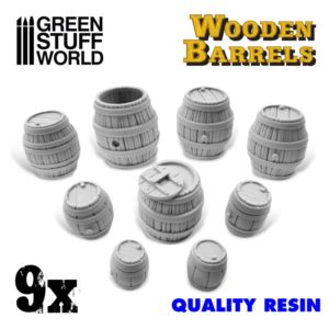 9x Resin Wooden Barrels