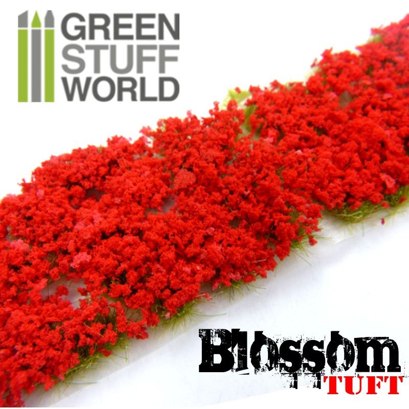 Blossom Tufts - 6mm Self-adhesive - Red Flowers